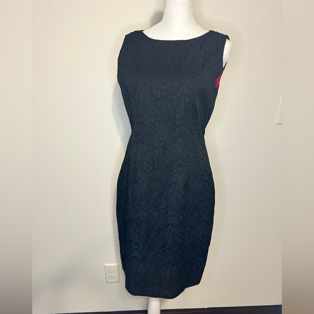 Tahari Black Sleeveless Mock Neck Dress